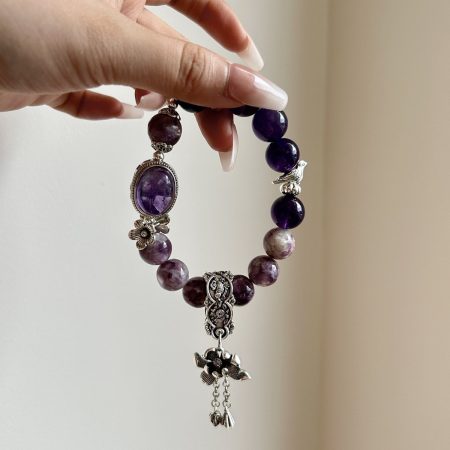 Natural amethyst bracelet lucky beads purple lithium mica crystal bracelet