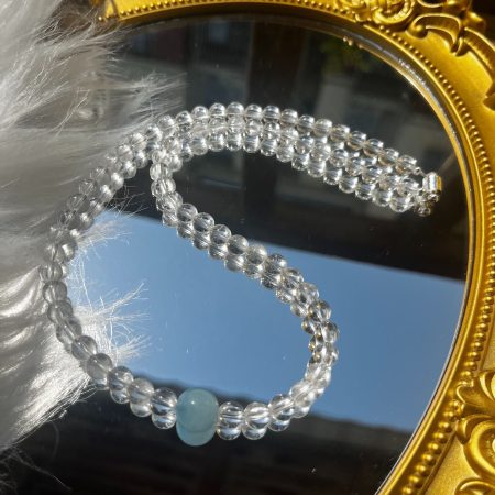 Natural White Crystal Necklace Choker Aquamarine
