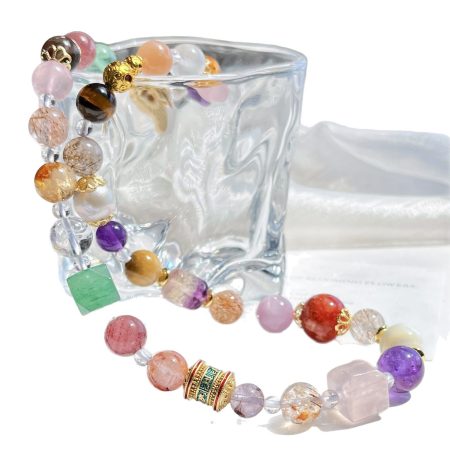 High-quality natural amethyst, pearl, black gold, super seven quartz, yellow crystal, multi-gem necklace, collarbone chain