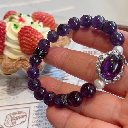 Natural Amethyst Bracelet with Rich Deep Purple Amethyst